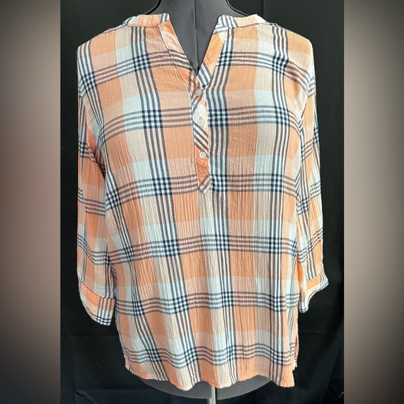 St. John's Bay Tops - St. John’s Bay Women's Plaid Button-Up Shirt Large